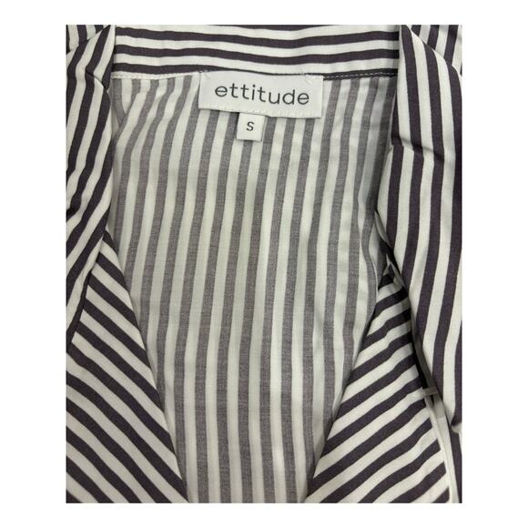 NWT Ettitude Sateen Short Sleeve PJ Shirt - Slate Stripes - Picture 5 of 6